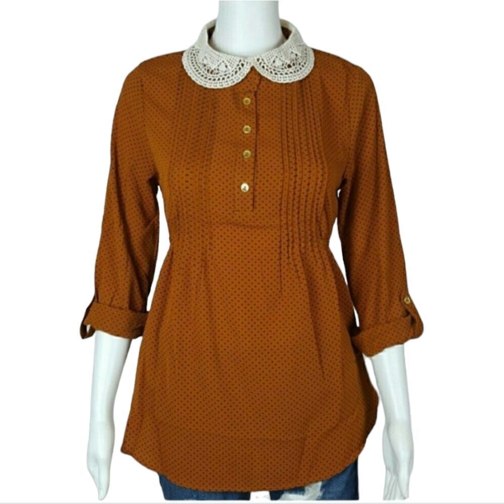 MILEY + MOLLY TOP BUTTON DOWN  COLOR CHESTNUT‎